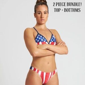 ARENA 26 NWT 2pc Stars and Stripes Americana Bikini Tie Top Bottoms Set